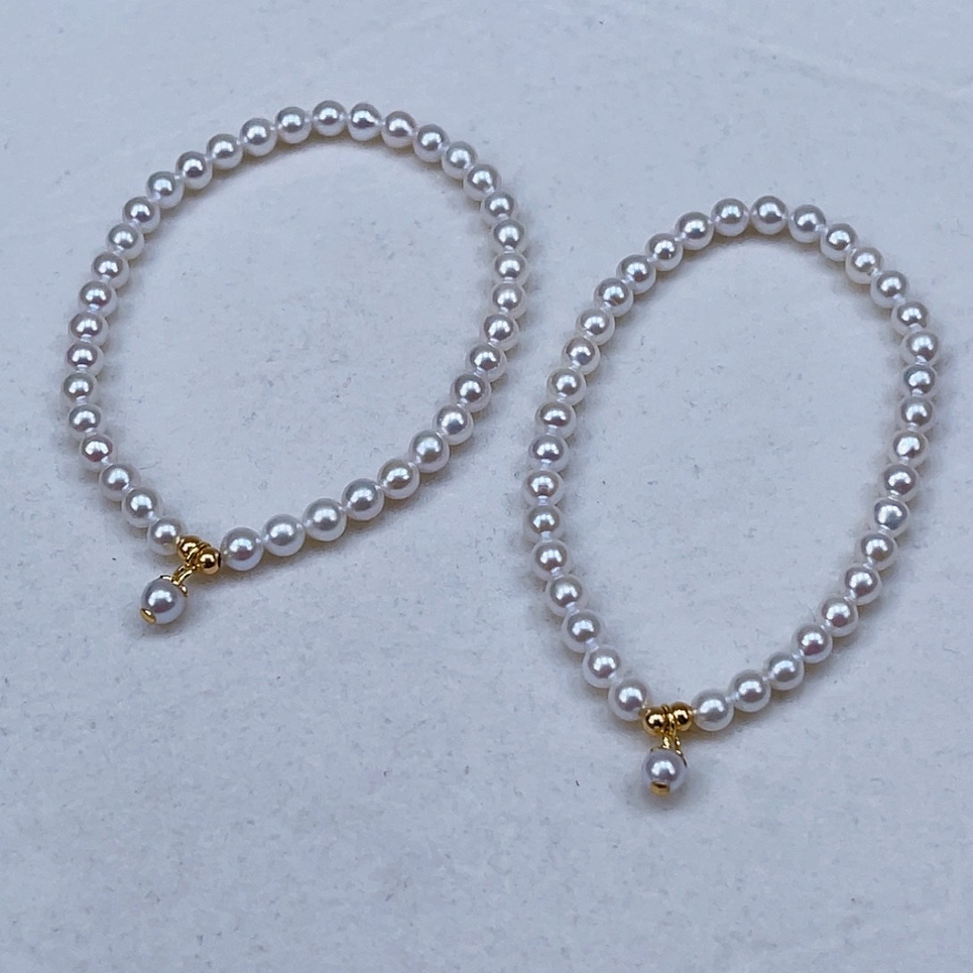 银S925镶嵌手绳淡水珍珠4-5天然淡水珍珠手串