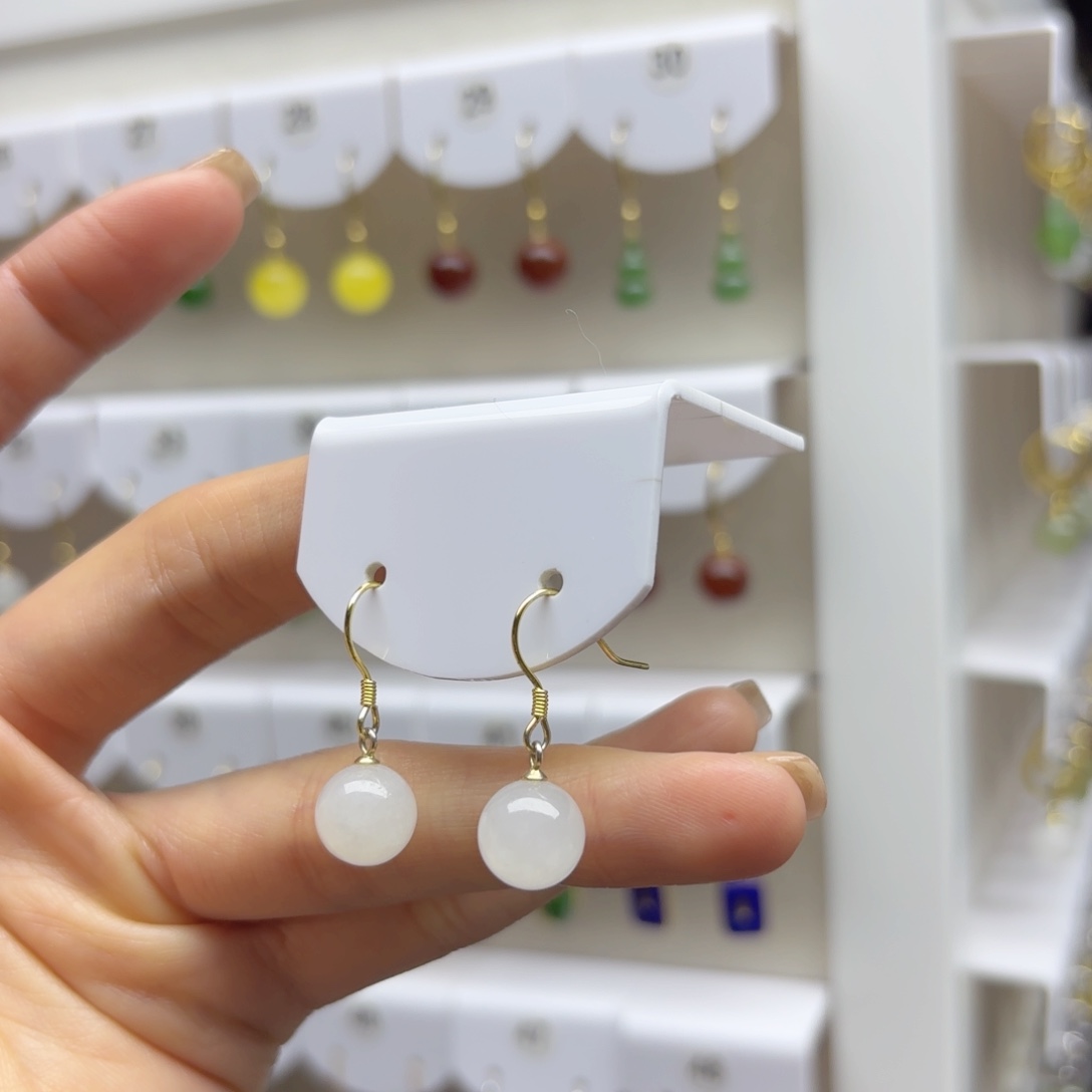 银S925镶嵌和田玉耳饰