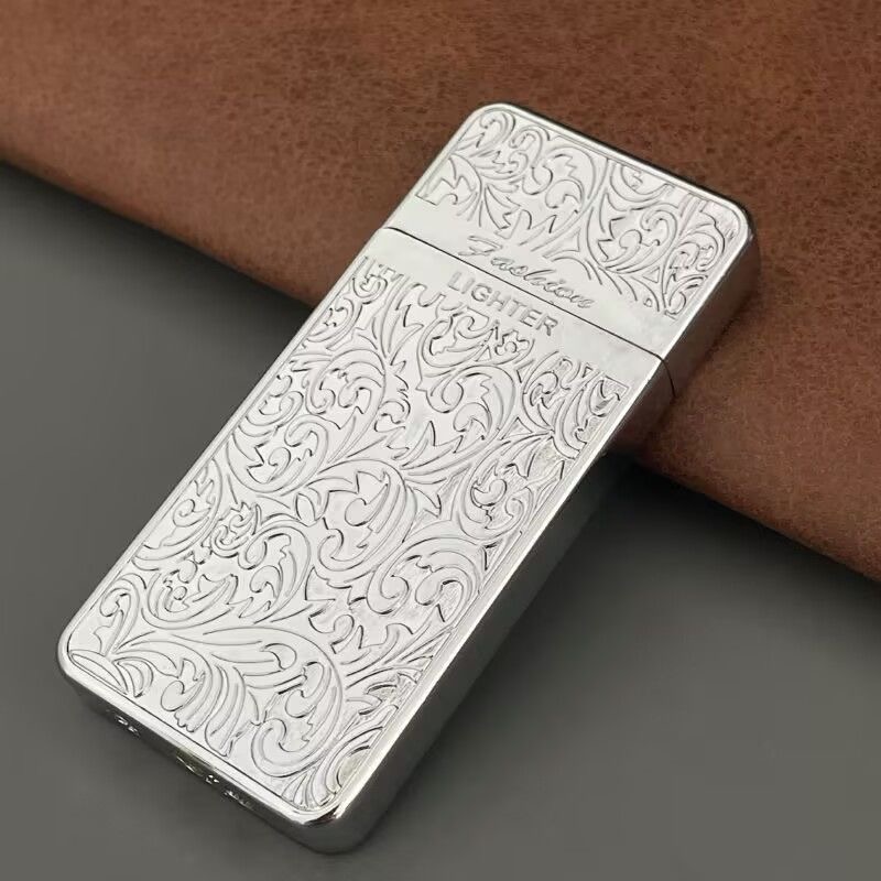 唐草浮雕超薄金属砂轮打火机创意打火机创意打火机复古