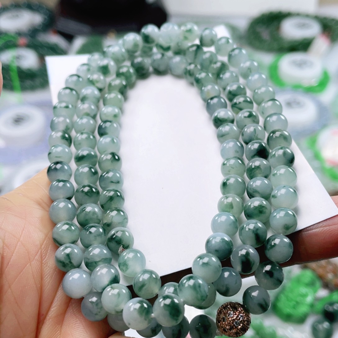 翡翠手链未镶嵌天然翡翠项链6.5mm