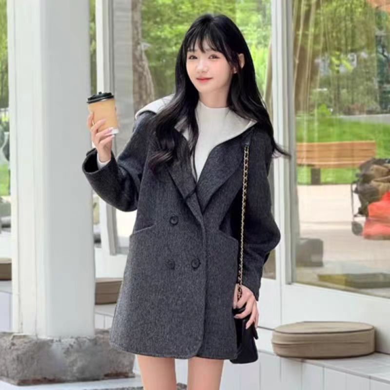 韩系复古时尚休闲假两件双面羊毛大衣BQZ8870