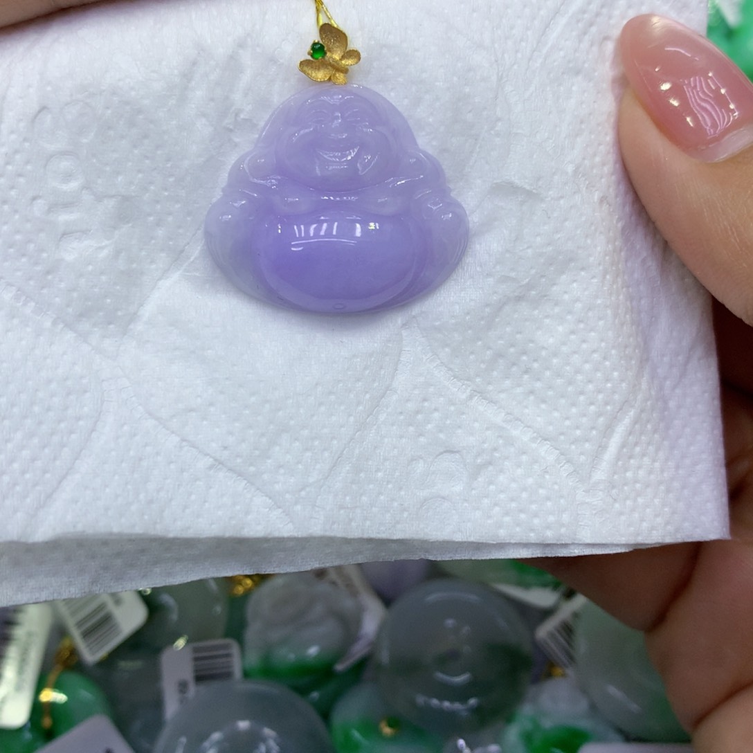 颈饰18K金镶嵌翡翠美**骨