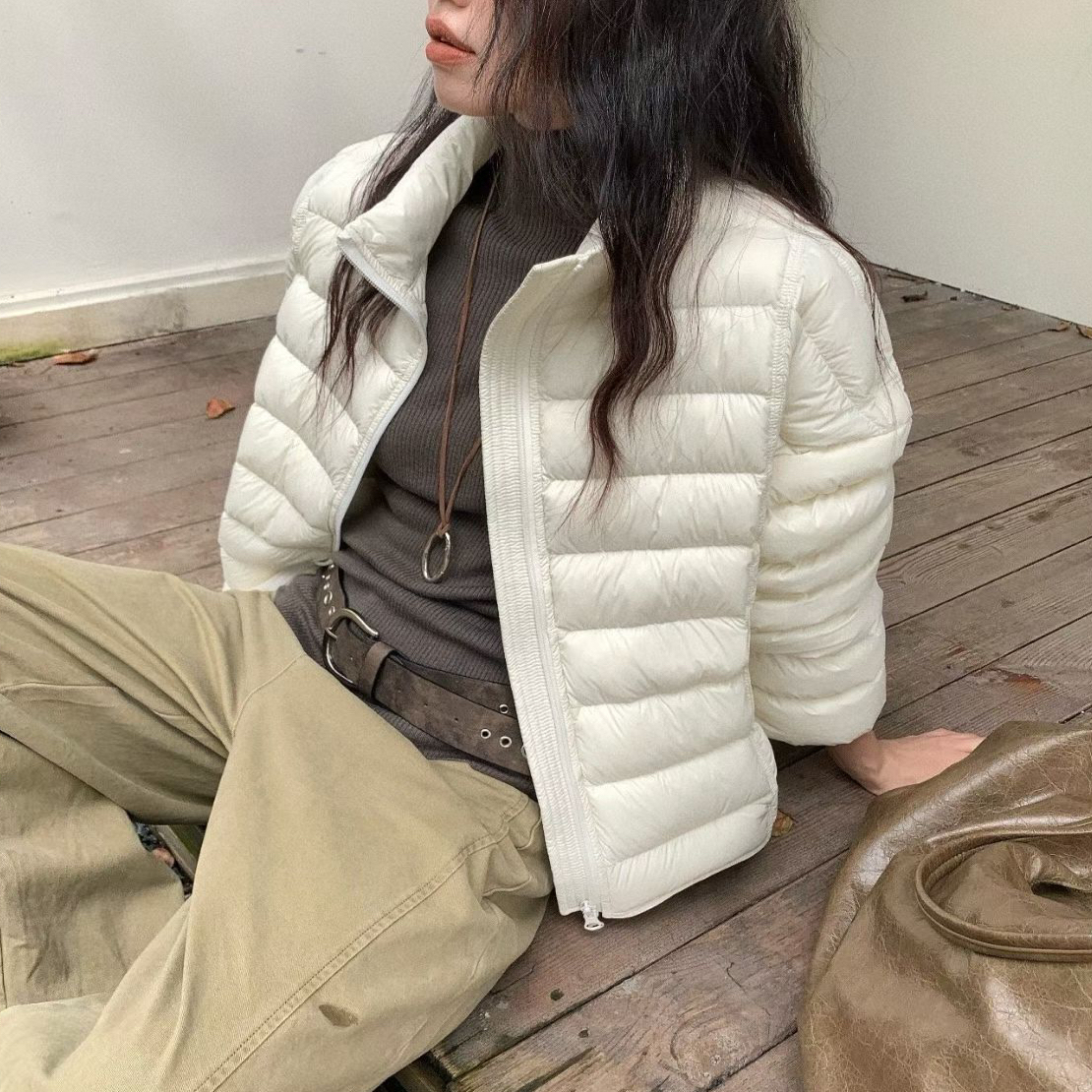 女款秋冬立领排骨款短款羽绒服