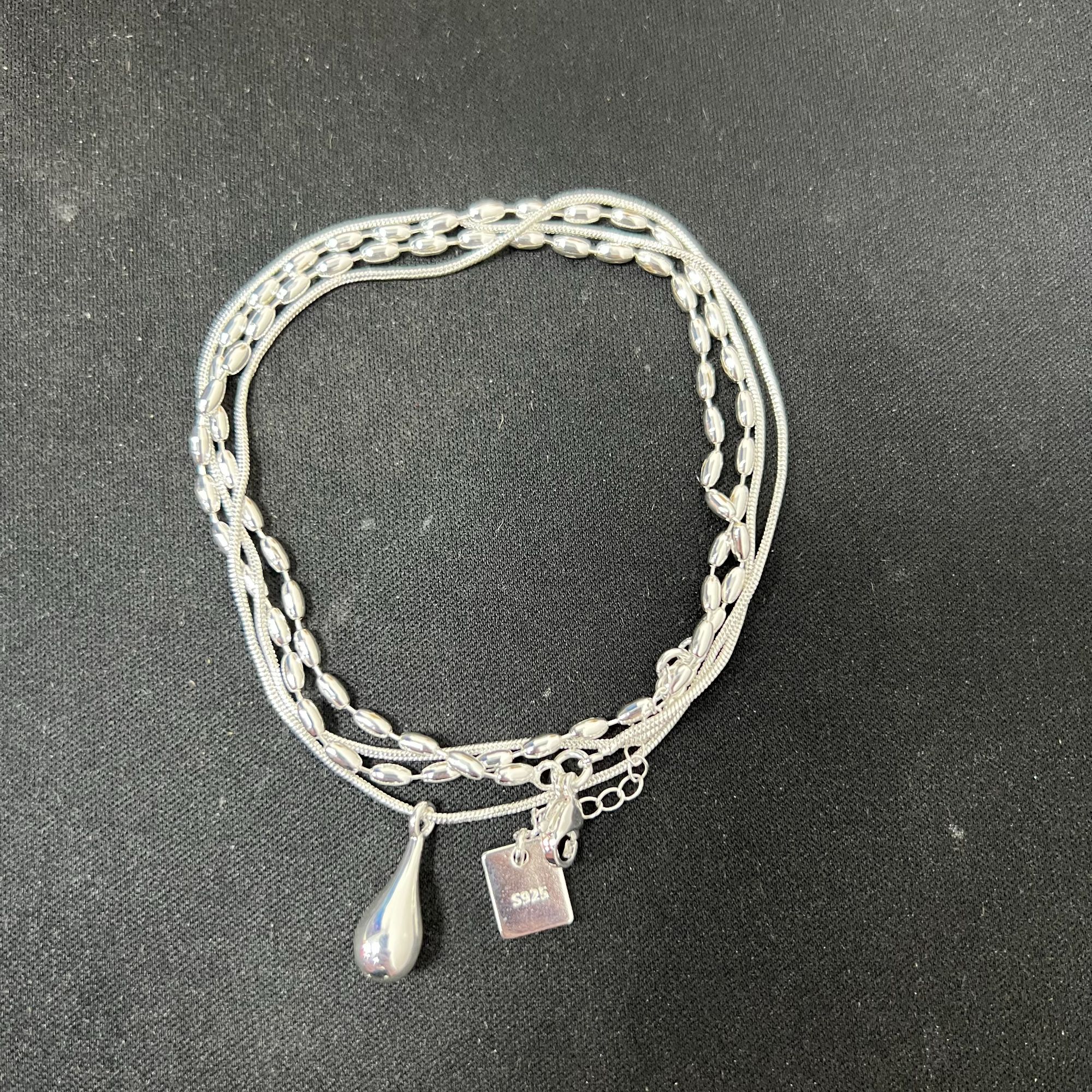 YZ089双圈米粒水滴项链精品项链  精品银色项链（无礼盒）