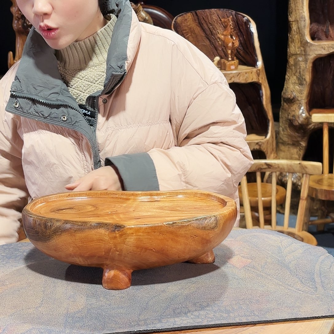 香樟木三足双树心干泡盘