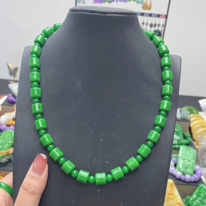 翡翠未镶嵌手链项链干青处理7