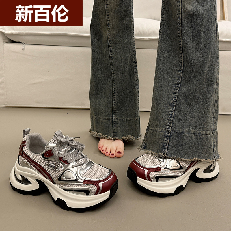 新百伦NEW BOLUNE爆款松糕厚底老爹鞋女小个子增高2025潮流新款女