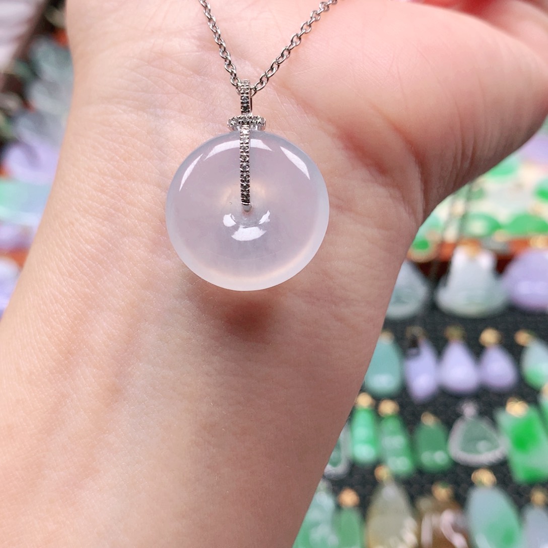 吊坠(不含链)18K金镶嵌翡翠