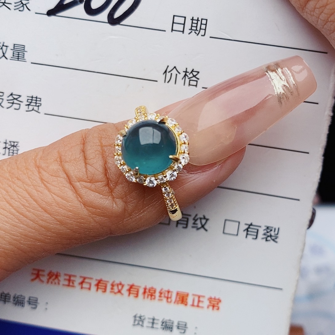 翡翠戒指银S925镶嵌戒指
