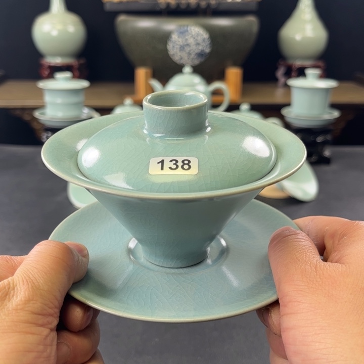 杯仿古釉汝官窑斗笠盖碗138号