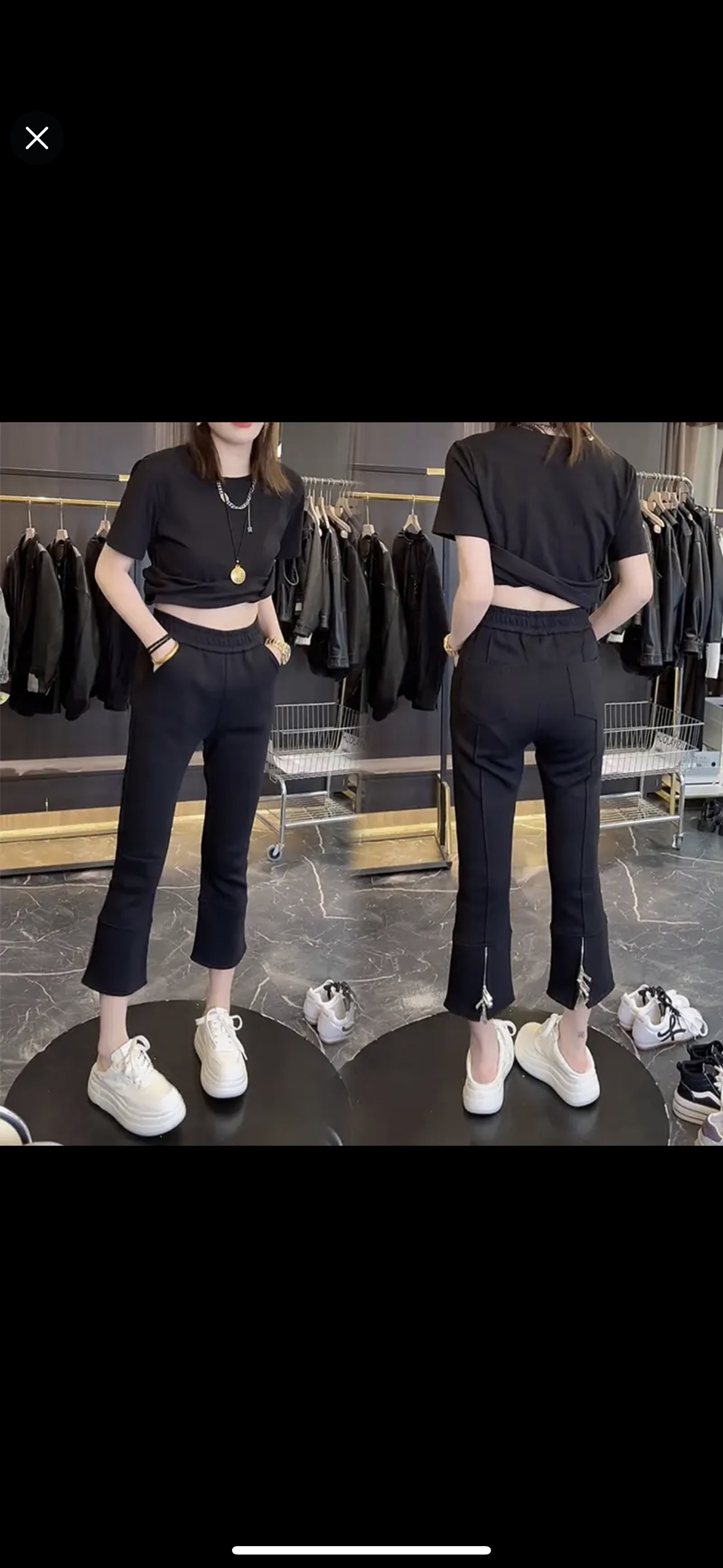 桐桐推荐 春季新款高腰显瘦微喇小黑裤