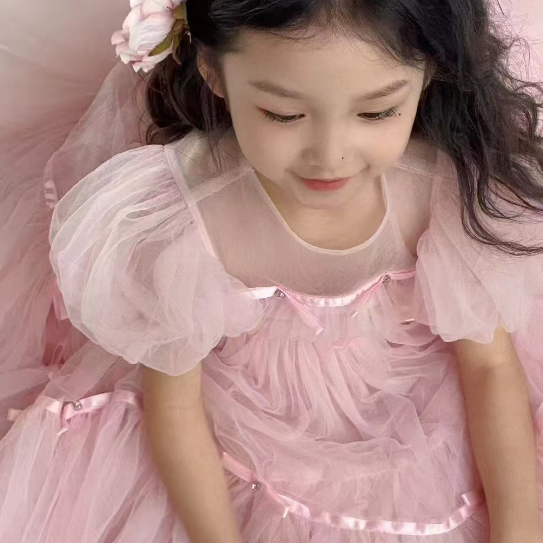 私人订制款中国风夏季公主裙蓬蓬裙女连衣裙女孩裙子礼服粉色