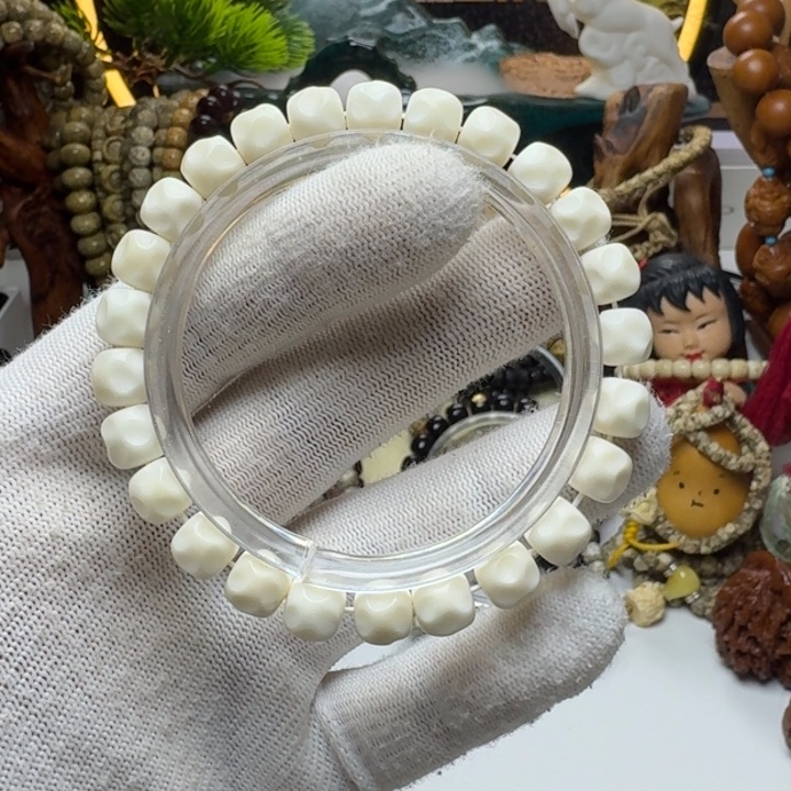 星月菩提手串5号车尺寸9.8白玉菩提无相单圈