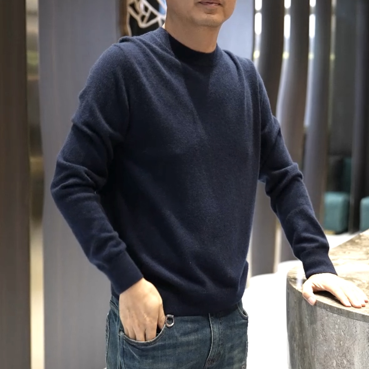 【经典男士】康赛尼经典山羊绒男士打底衫9992