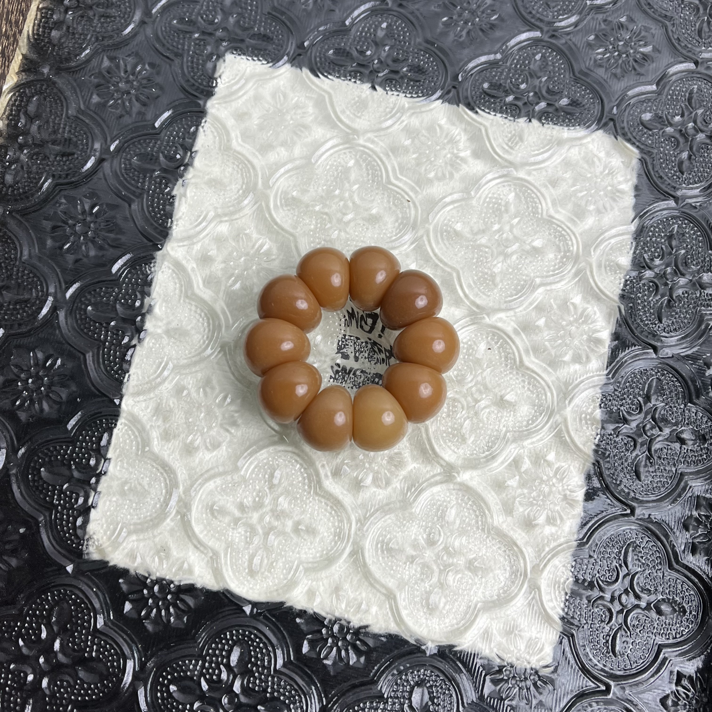 【焦糖漫砂14mm】菩提根风化雕刻蒜瓣手捻CS023-2635