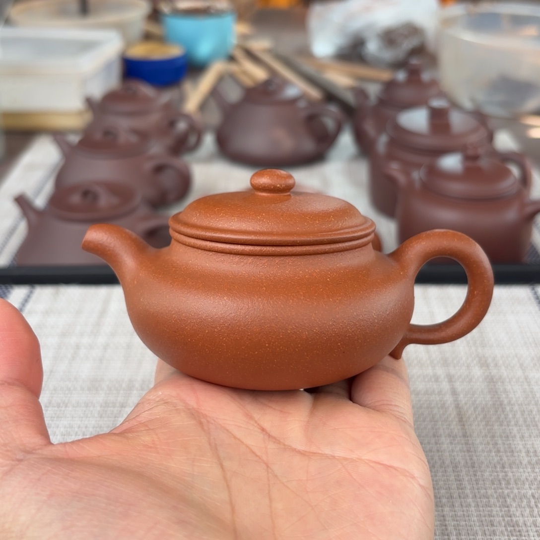 紫砂茶壶半手工红降坡仿古壶140cc