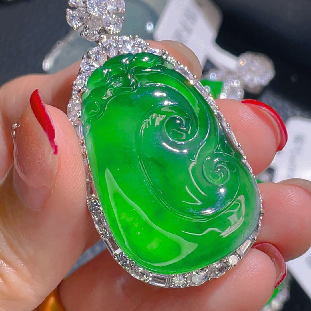 翡翠吊坠(不含链)银S925镶嵌