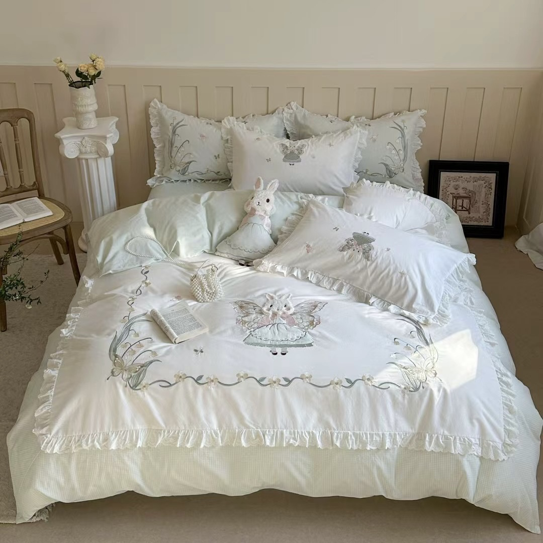 芊禾梦 精灵兔 全棉纯棉水洗棉四件套三件套小清新可爱风！