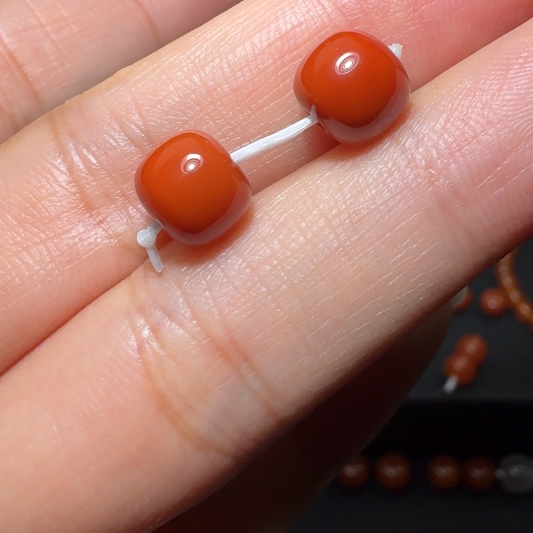 南红玛瑙未镶嵌瓦西满肉柿子锦老形微纹8.3×7.3