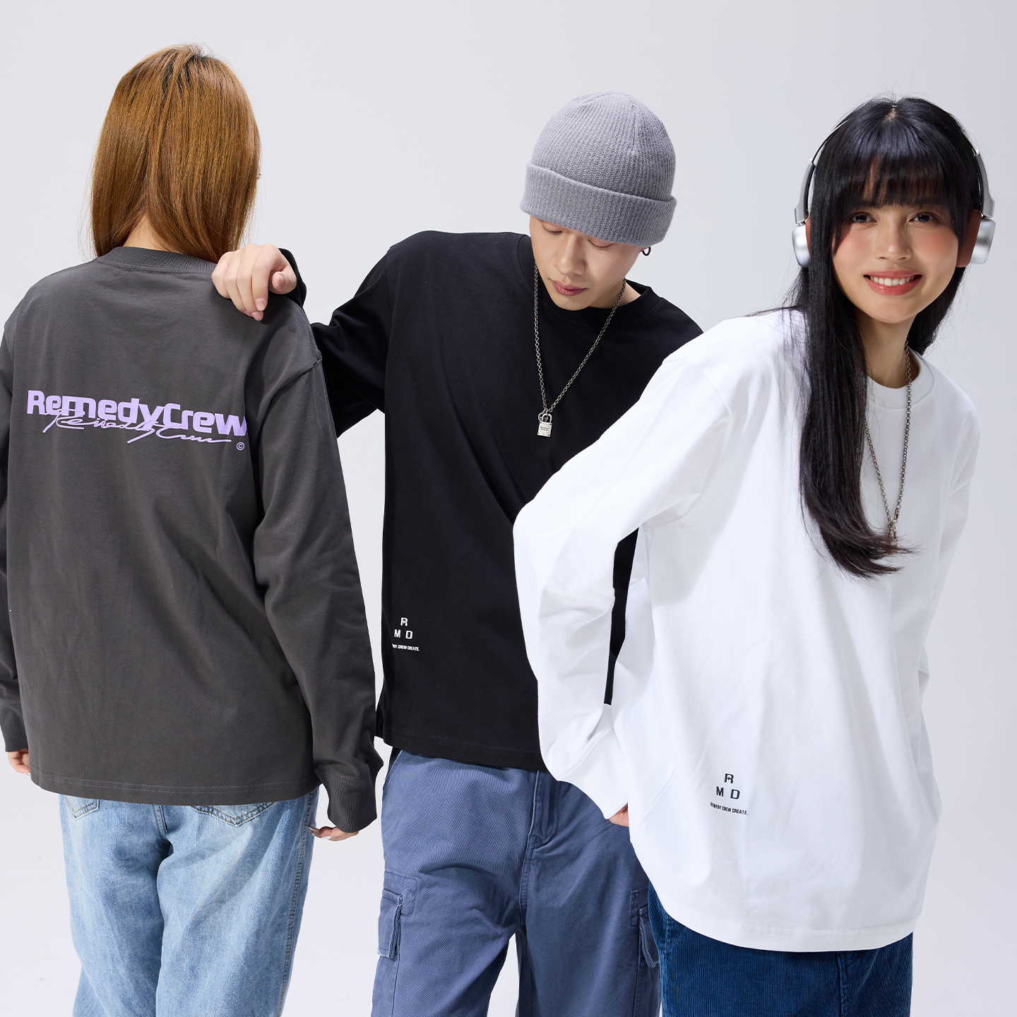 Remedy 美式潮牌字母印花宽松长袖T恤男女2025新款休闲打底衫体恤