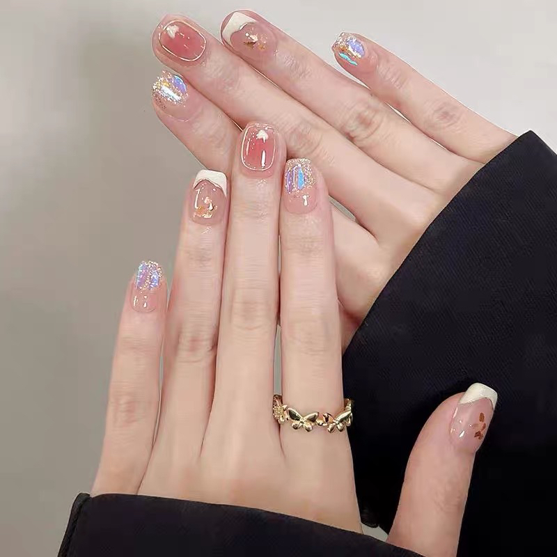 新款手工制作穿戴甲法式轻奢手绘鎏金ins风可爱卡通美甲贴片假甲