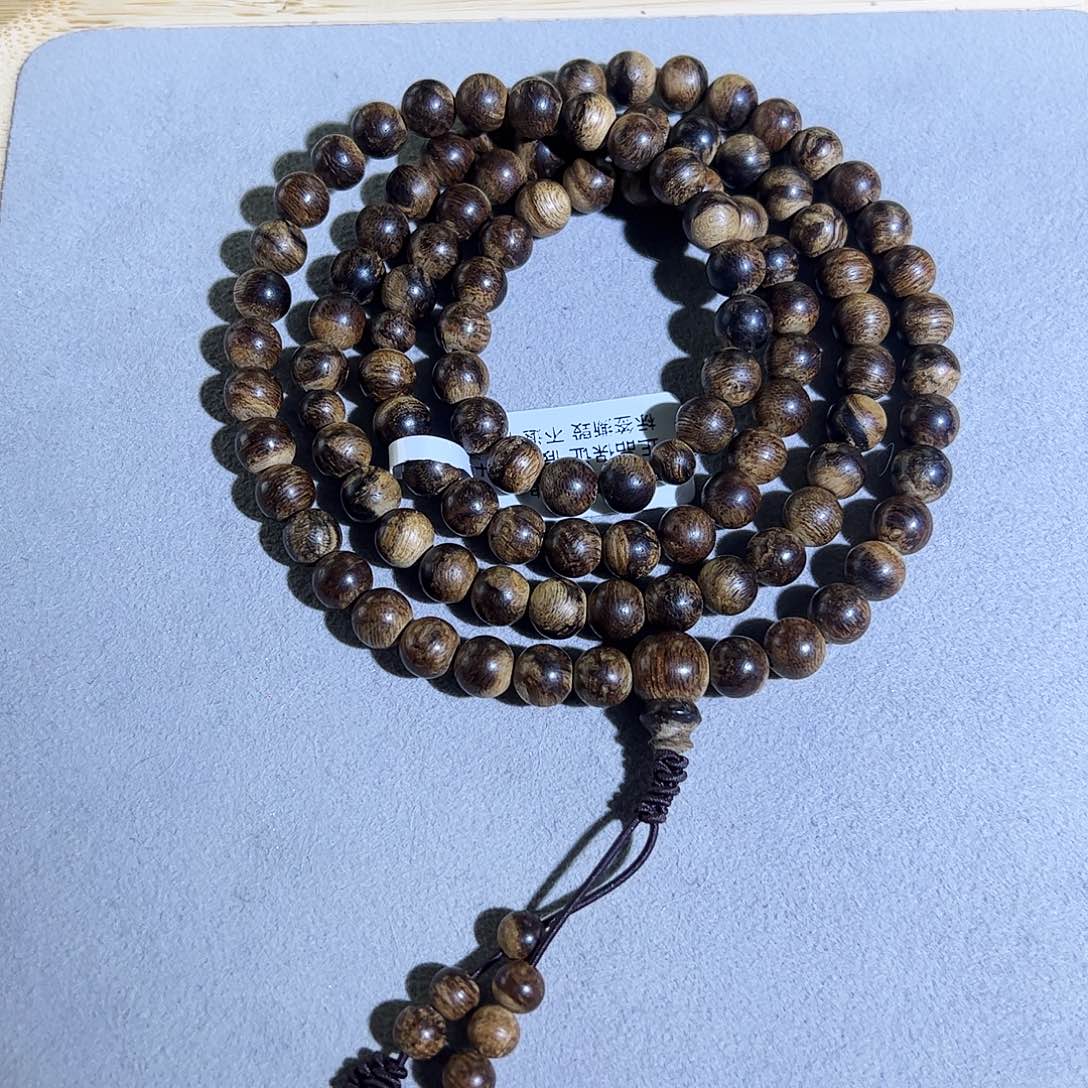 沉香手串天然达拉干虎斑老料0.7多圈 9分 奶香蜜甜凉