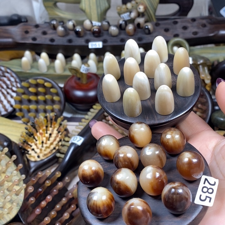 紫光檀牛角铃铛➕指环按摩梳