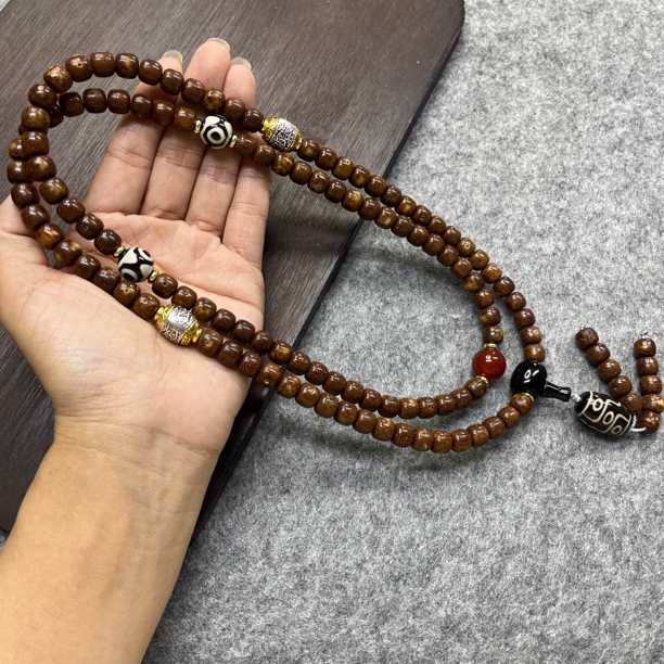 海南星月文玩长串108颗长串 虎皮纹星月规格约 9*8