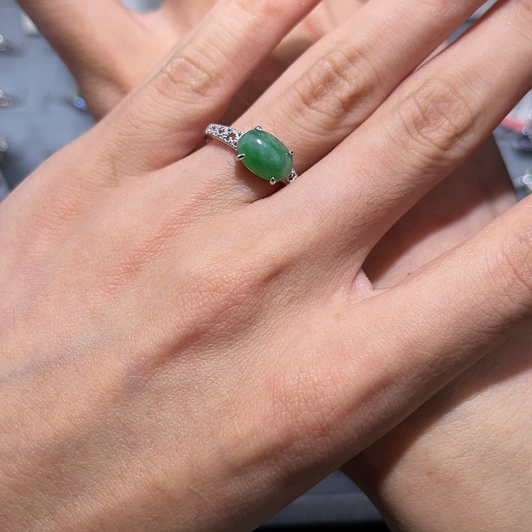 翡翠戒指银S925镶嵌63799