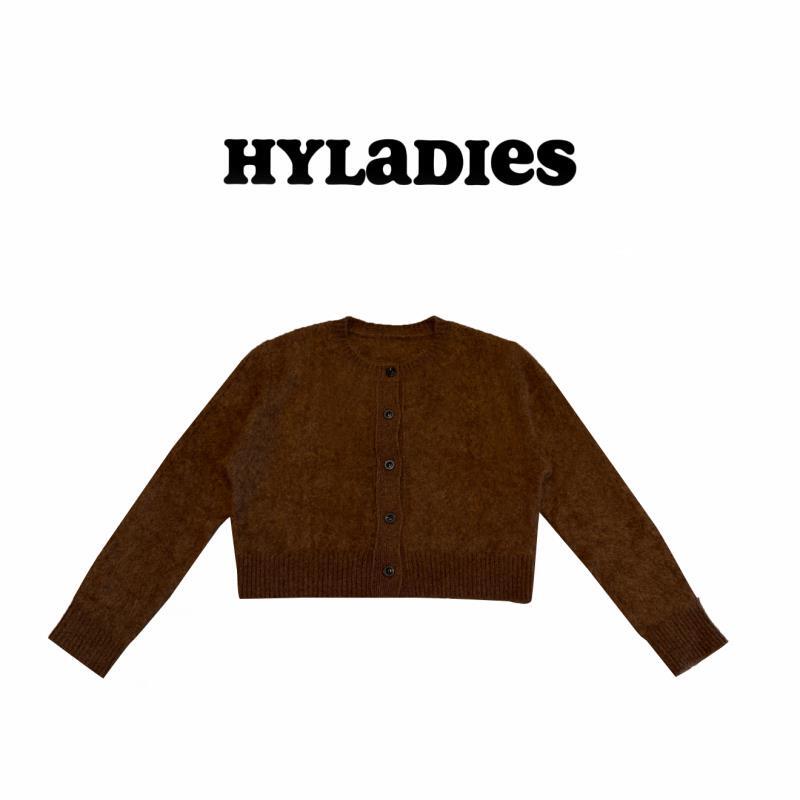 HYLADIESWEAR  『黄昏唱片』韩系冬季100澳毛氛围感针织开衫毛衣