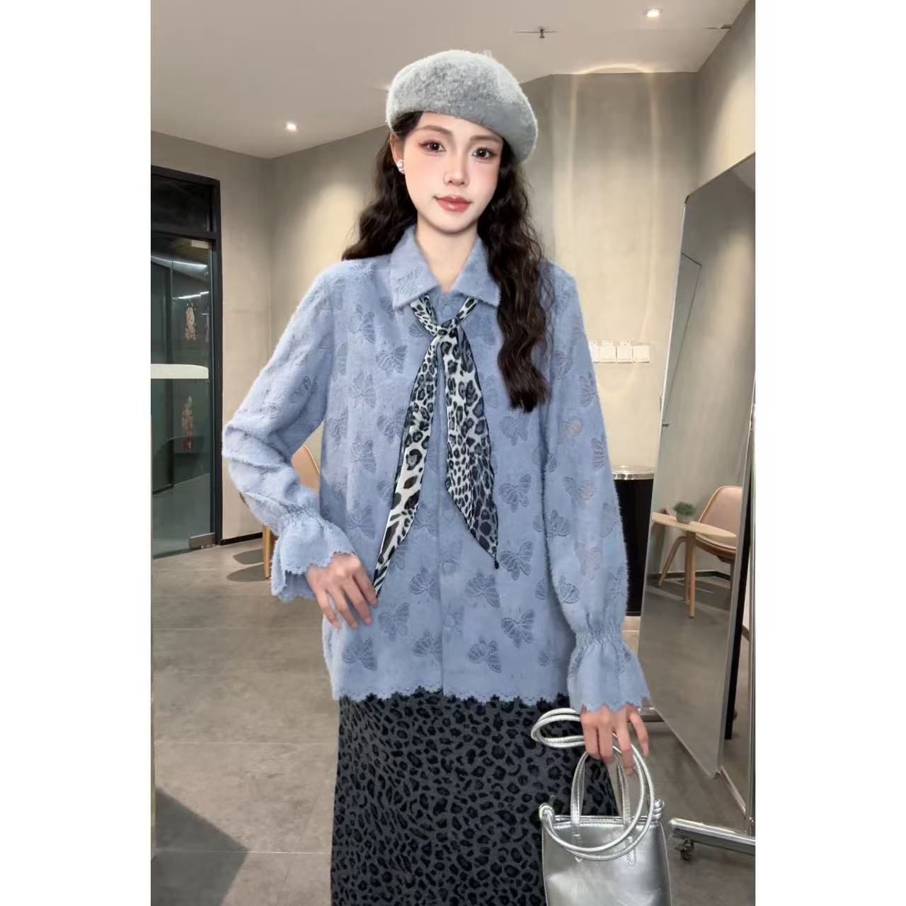 VGVL旻旻上衣【蓝调时刻】秋冬款洋气加厚保暖宽松百搭衬衫女21129