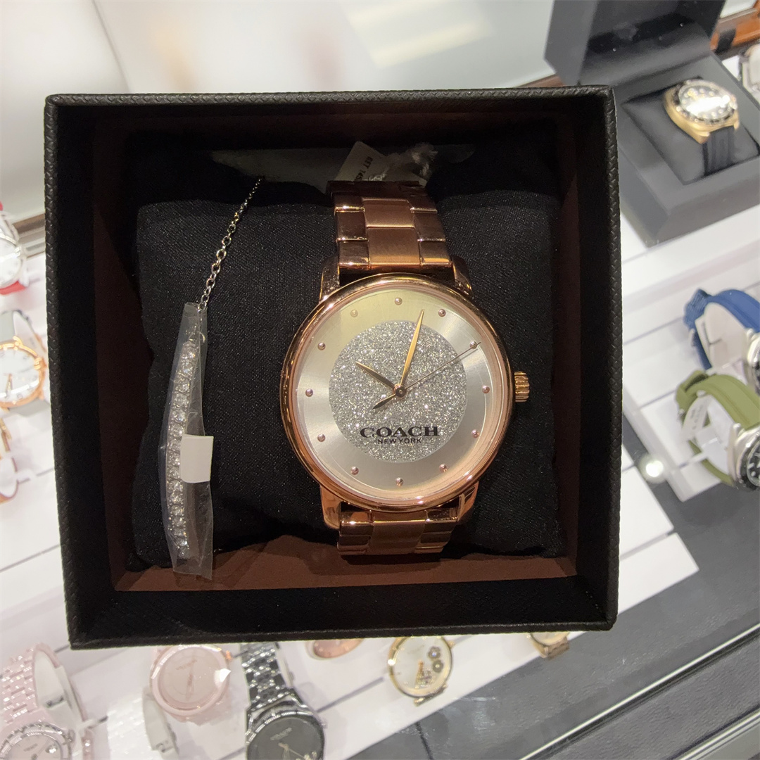 COACH/蔻驰 玫瑰金钢表带 手链 女表套装 14000090(表盘34mm）