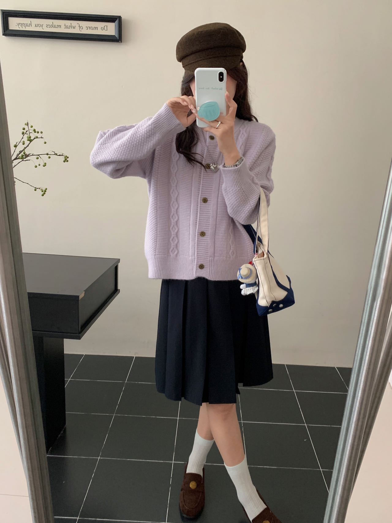 秋冬小香风女秋季绞花圆领针织开衫复古毛针织衫上衣