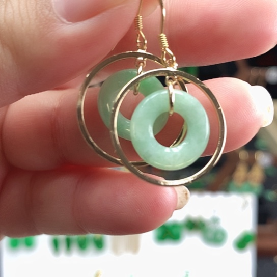 翡翠银S925镶嵌耳饰耳饰