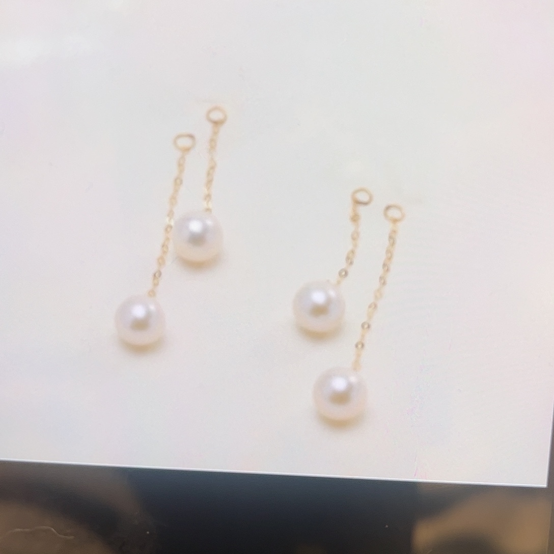 淡水珍珠耳饰18K金镶嵌