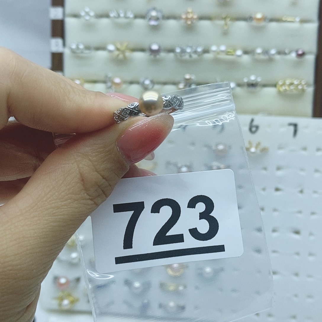 淡水珍珠戒指银S925镶嵌x**o723