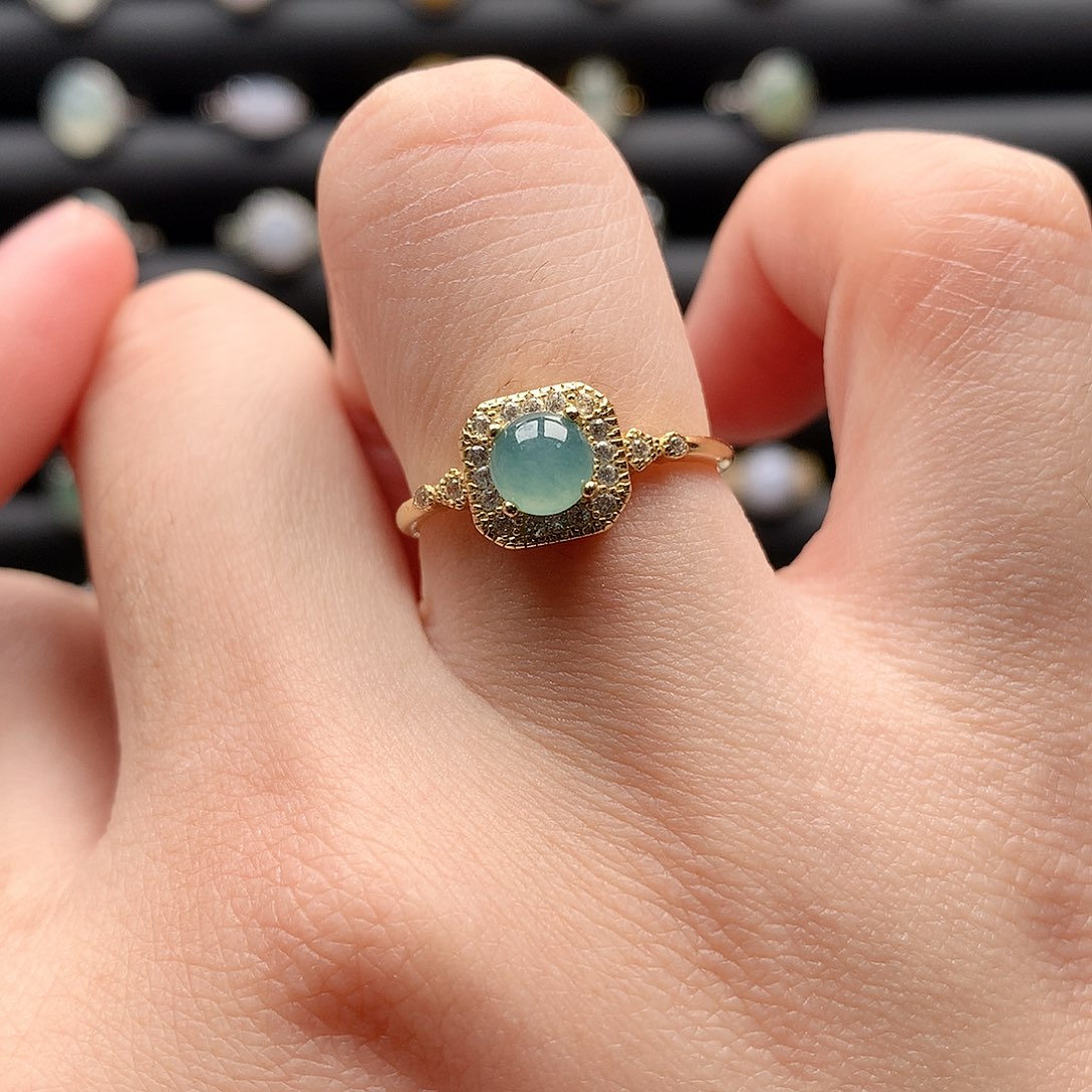 翡翠戒指银S925镶嵌0157