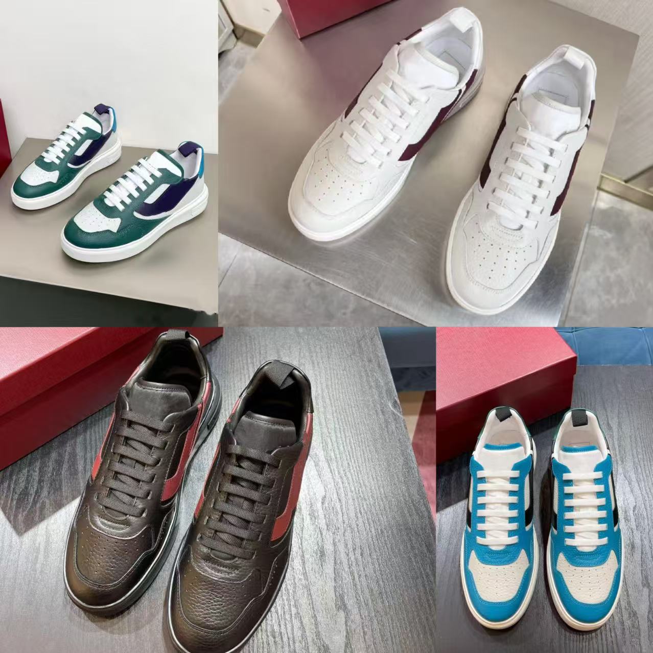 Sweet DD-BL系列四色男士皮革拼接休闲板鞋