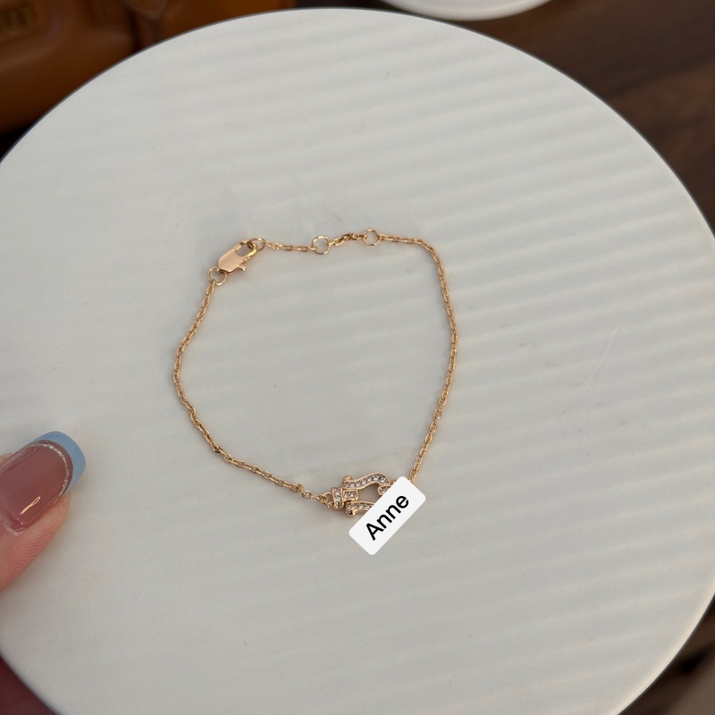 铜合金手链 玫瑰金色马蹄扣镶锆U型手链【S310】