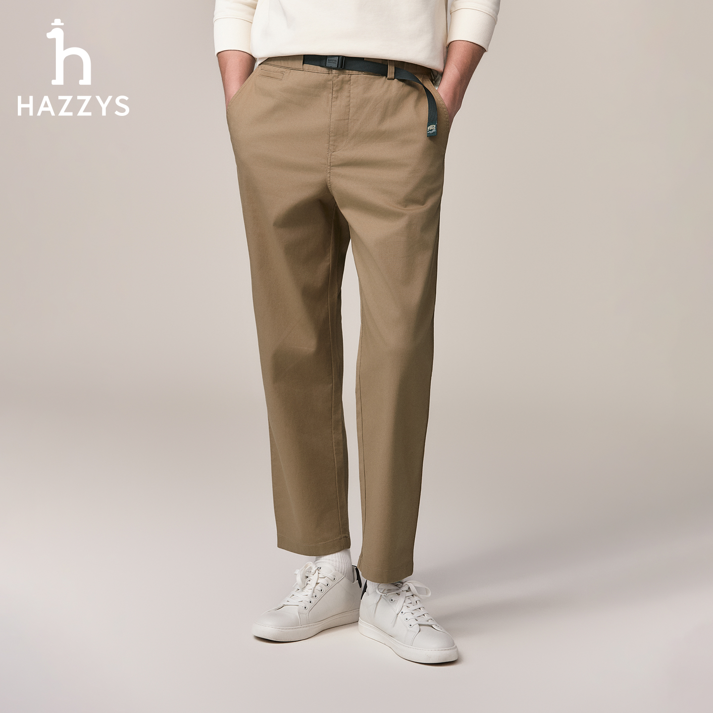 【PHIZ】HAZZYS哈吉斯秋冬季时尚卡其色休闲裤男士潮流通勤长裤子