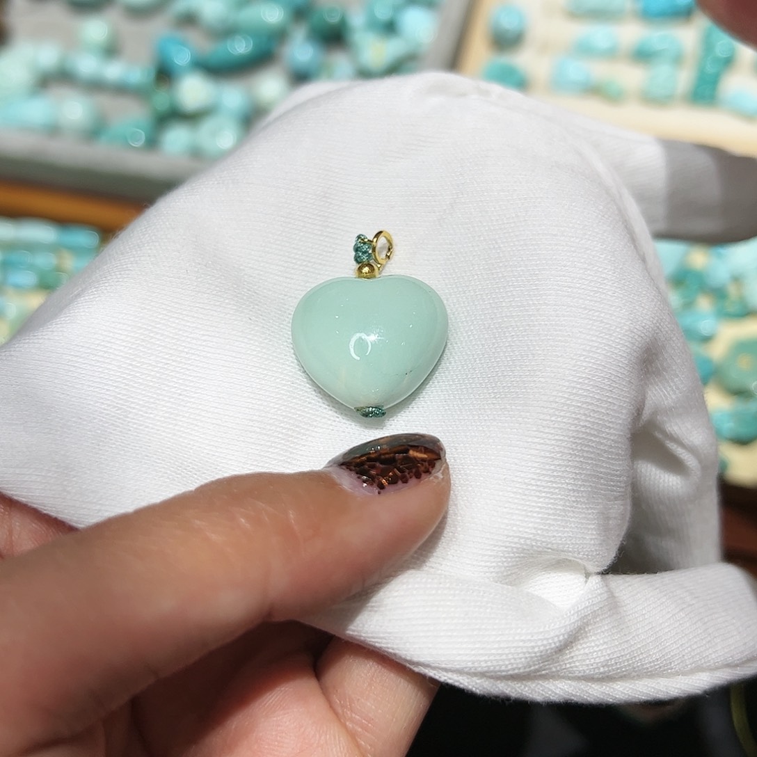 绿松石配件18K金镶嵌燕***屋