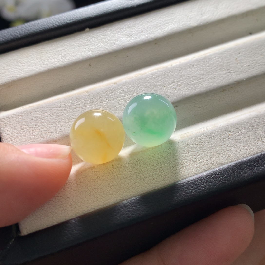 星***海翡翠未镶嵌手串卡12冰黄+冰绿