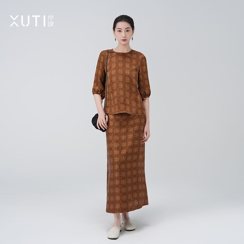 序缇『望日莲』春夏新款国风新中式女装桑蚕丝短袖上衣H86-12836