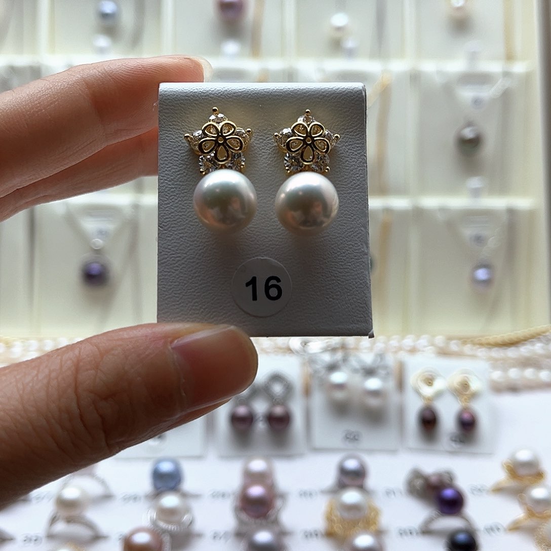 淡水珍珠耳饰银S925镶嵌