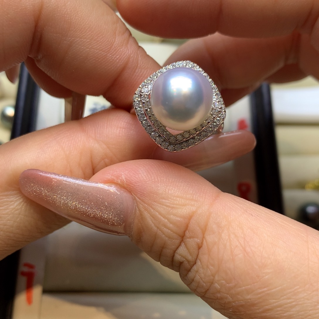 银S925镶嵌戒指海水珍珠
