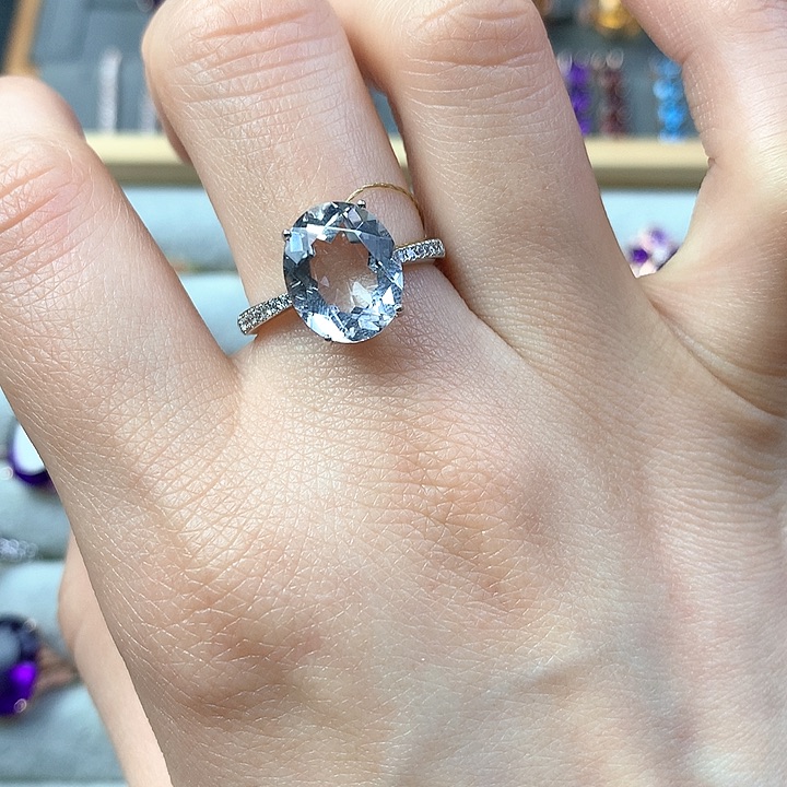 水晶戒指银S925镶嵌天然白水晶