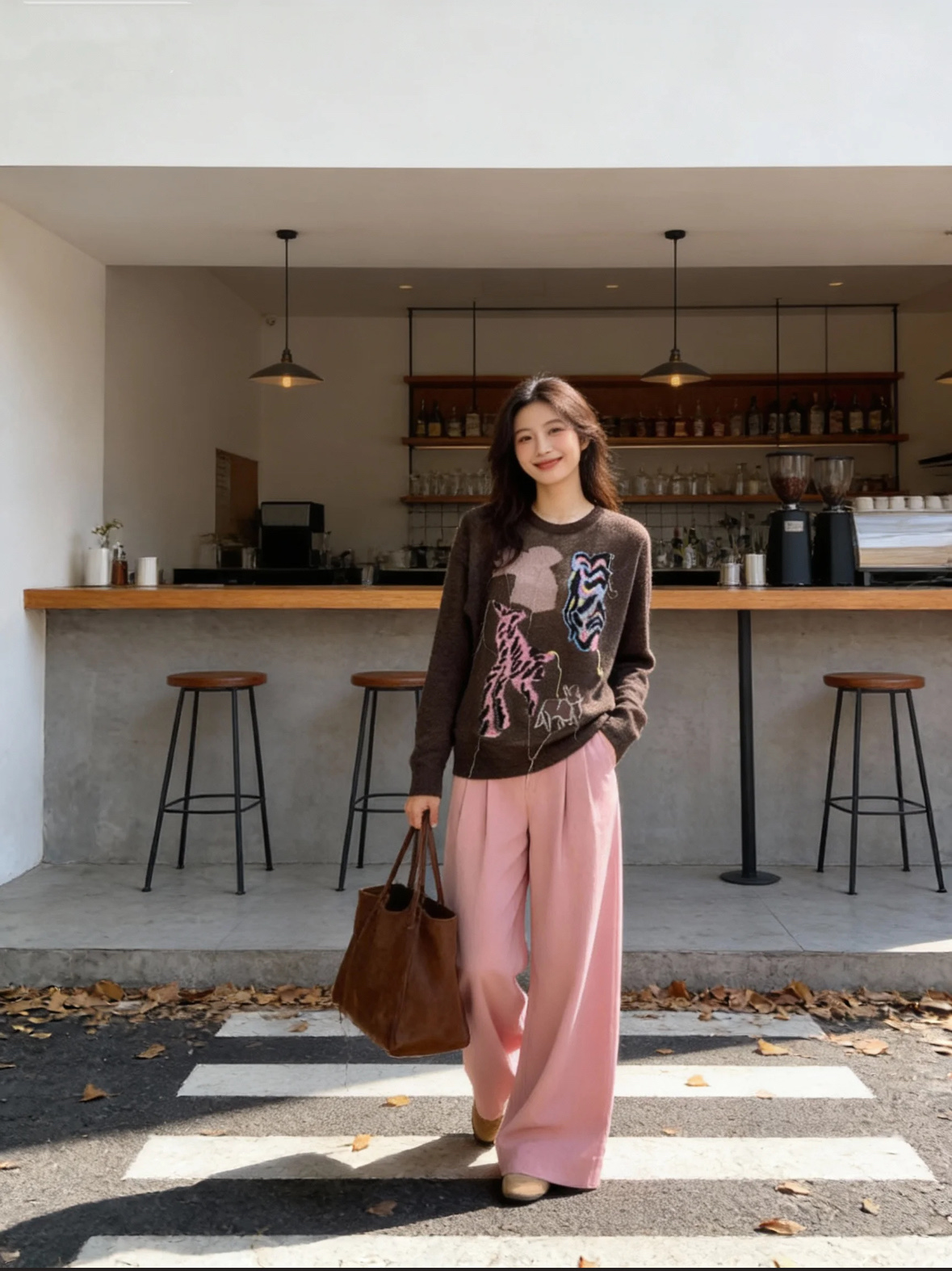 常规款动物针织薄款圆领马海毛针织衫宽松百搭上衣