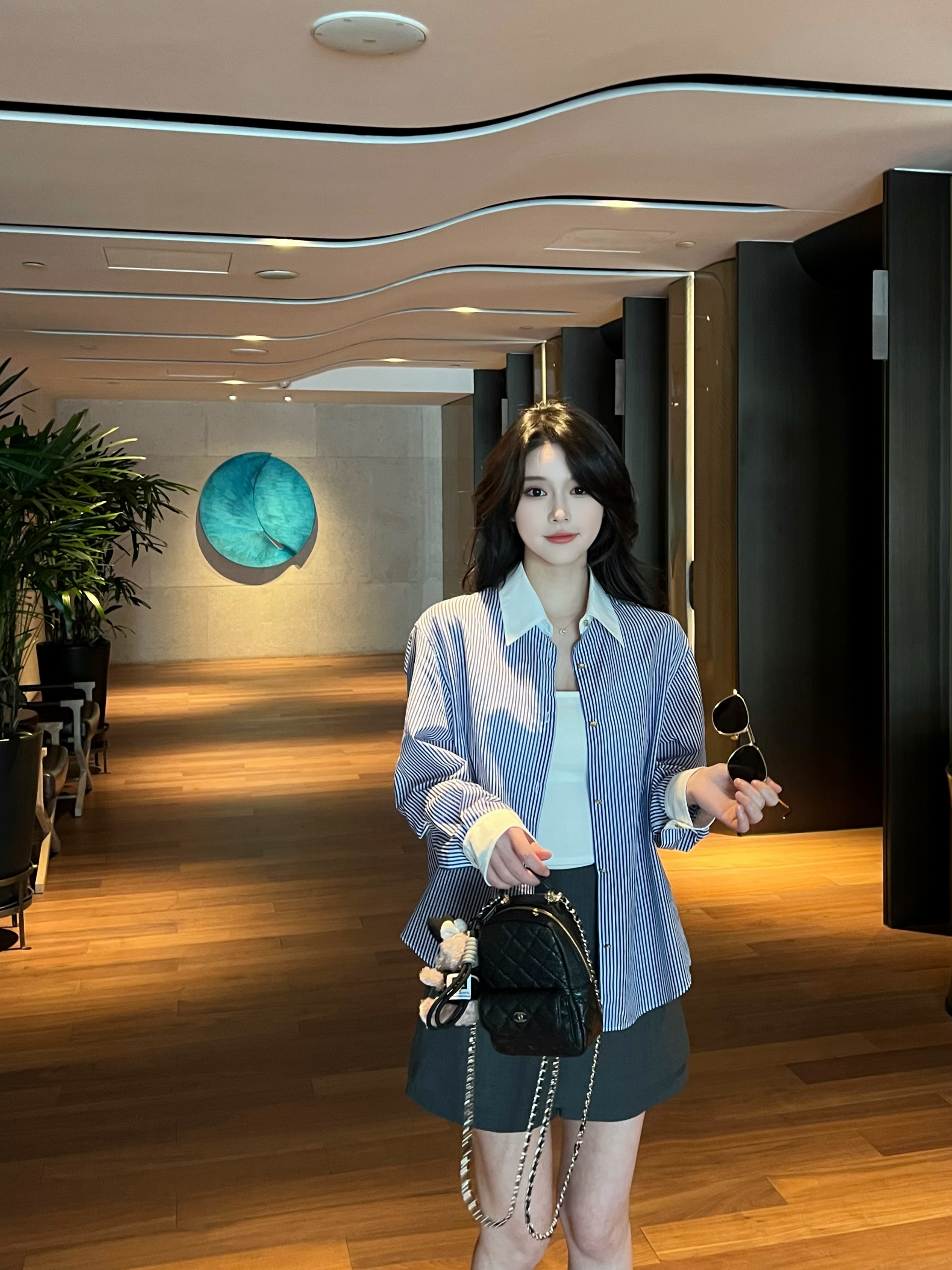 【BAGALIO】英伦风桑蚕丝条纹衬衫上衣 2729