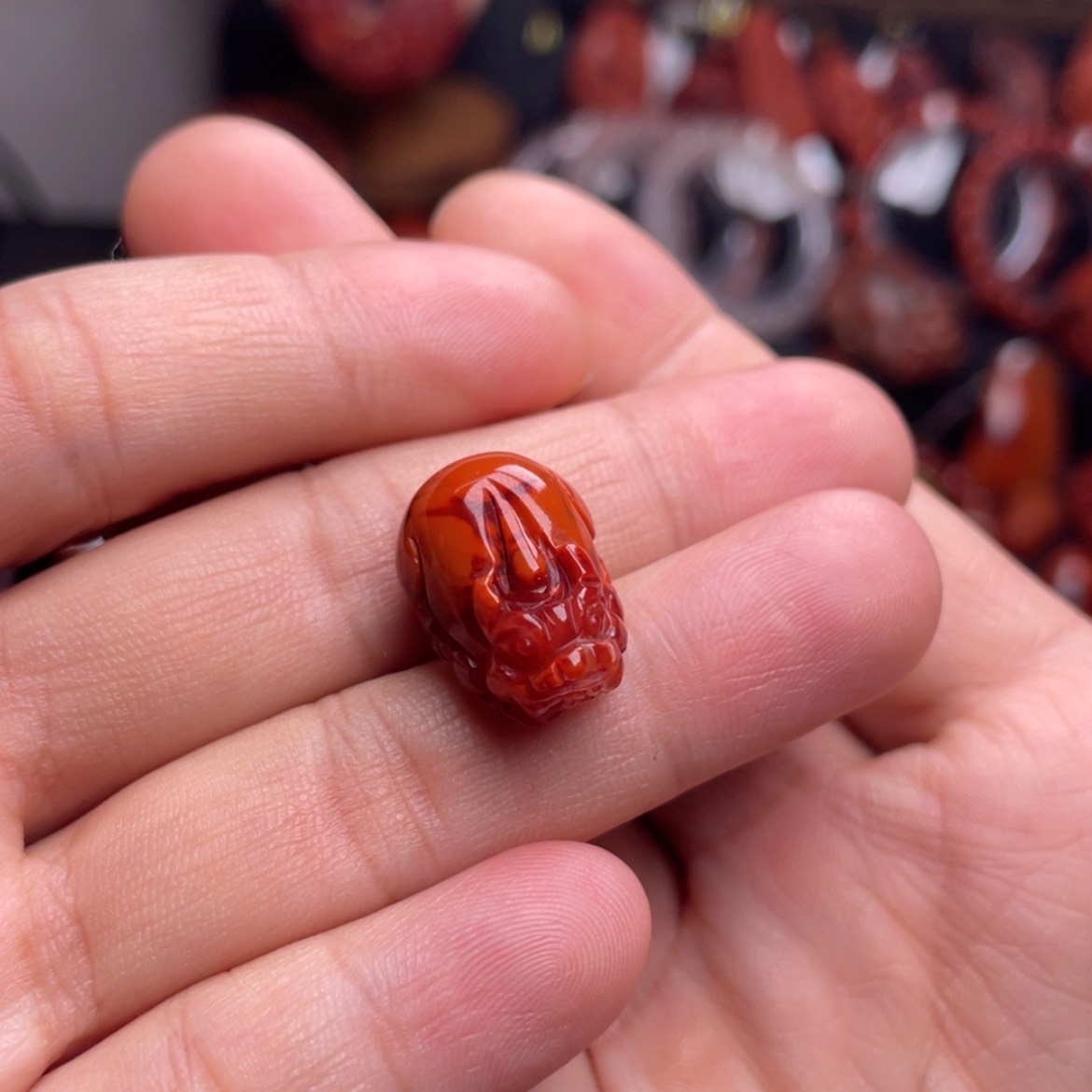 【闪购商品】未镶嵌火焰纹貔貅13m南红玛瑙