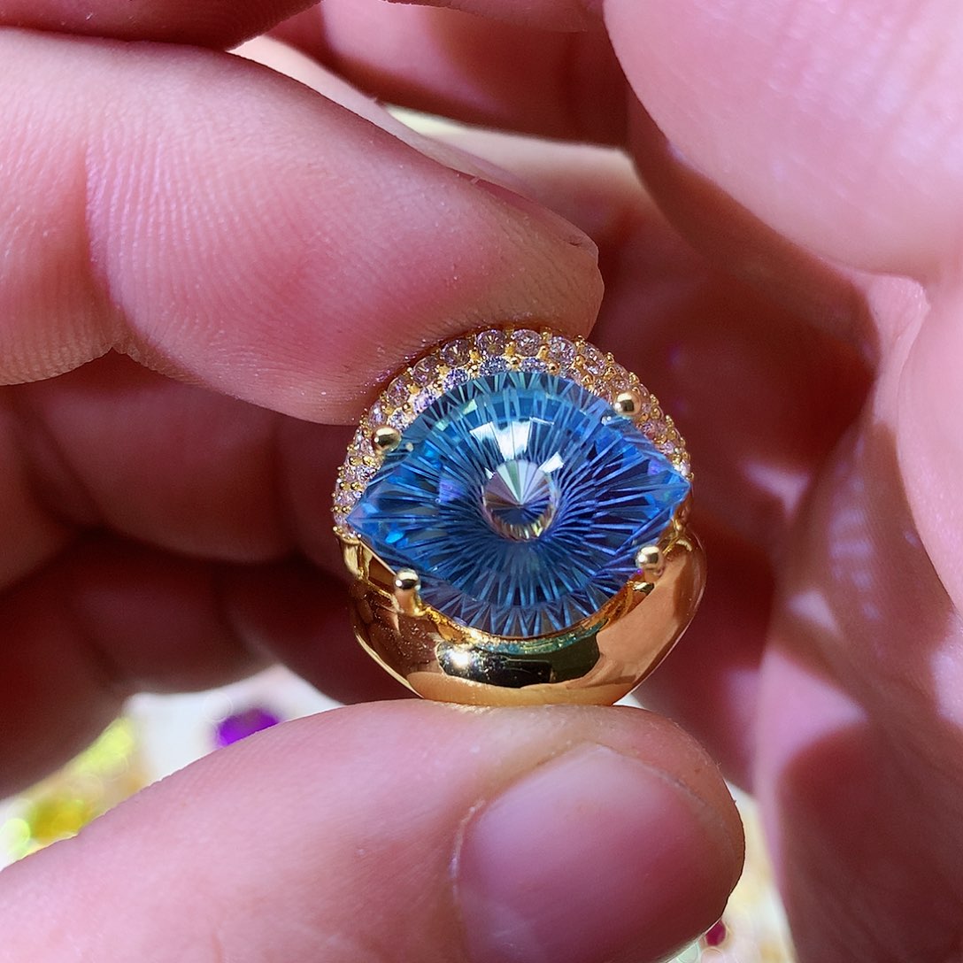 托帕石戒指银S925镶嵌